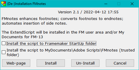 screenshot of FMnotes-install