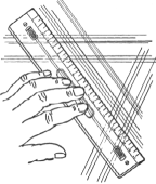 Sketch of parallel ruler in use
