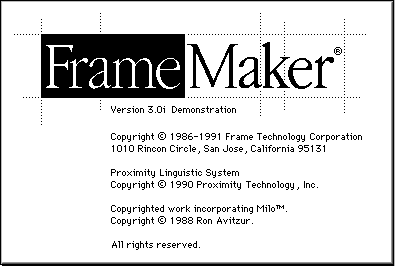 FrameMaker 3 About dialog