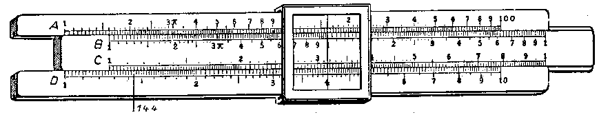 slide rule with basic scales